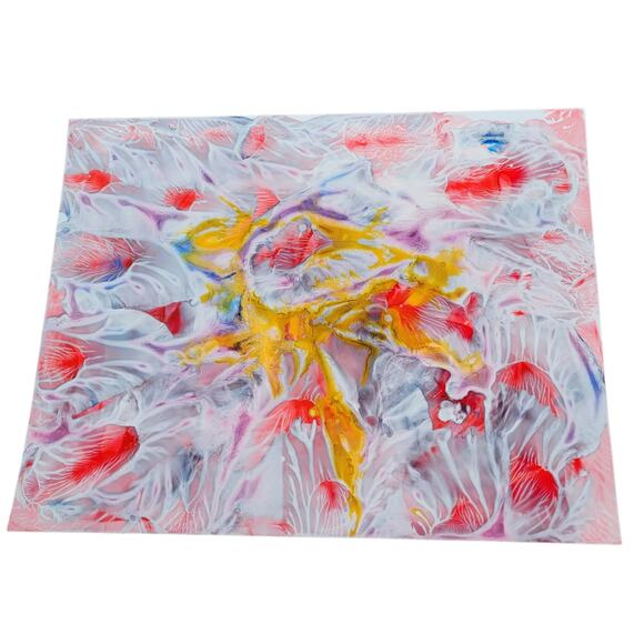 Abstract Wall Art Painting on Photo Paper by Local Artist in white, pink, Yellow - Picture 1 of 5